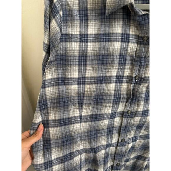 Pendleton Top Women's XL Petite Flanner Blue Gray Long Sleeve Button Up - Picture 4 of 6